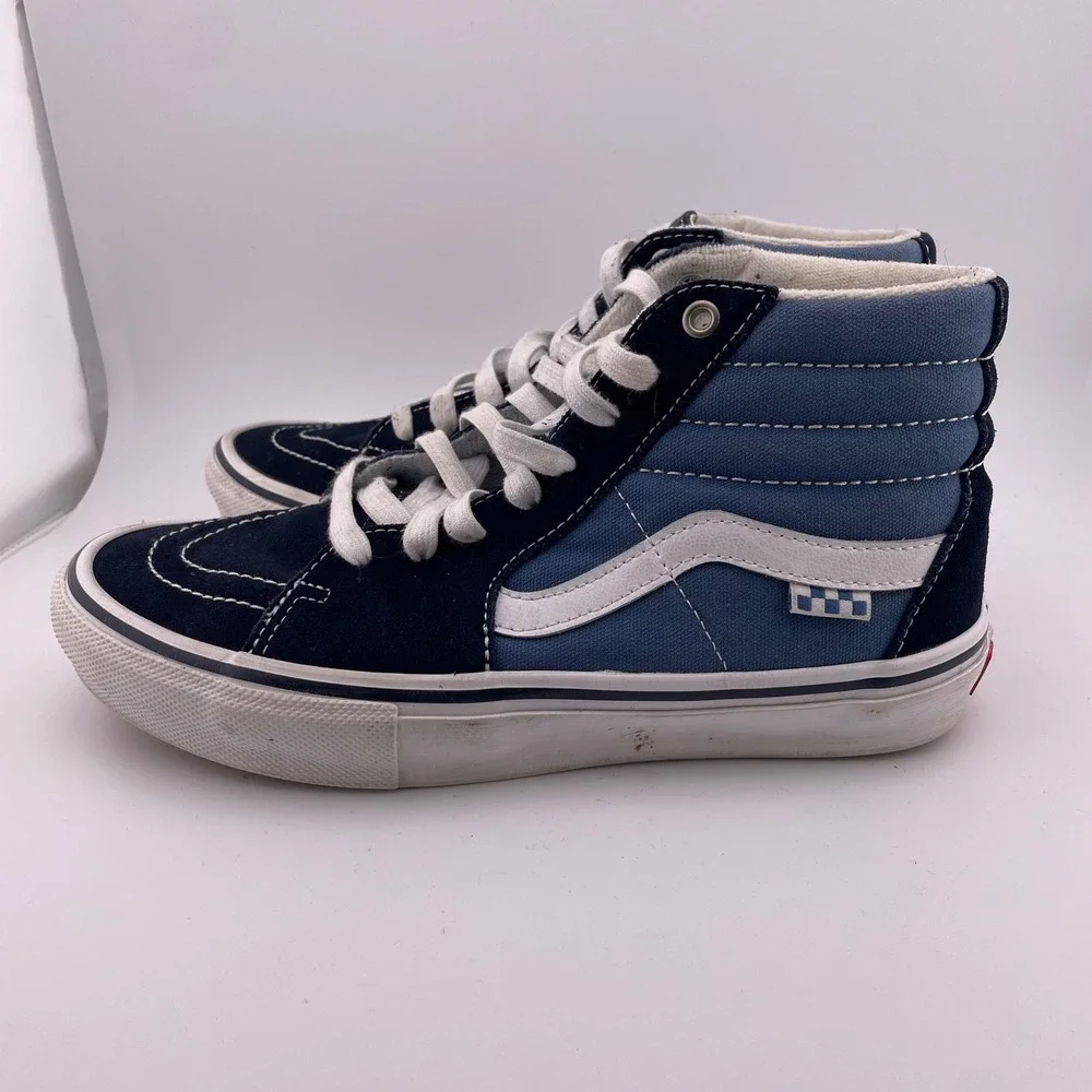 Vans SK8 Hi Pro Suede Canvas Skate Shoes Navy Blue White US‎ Men 7.5 UK 6.5